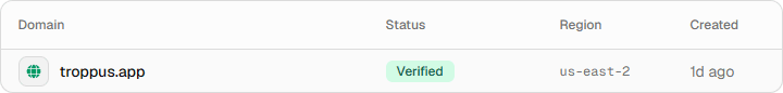 Domain verification screenshot